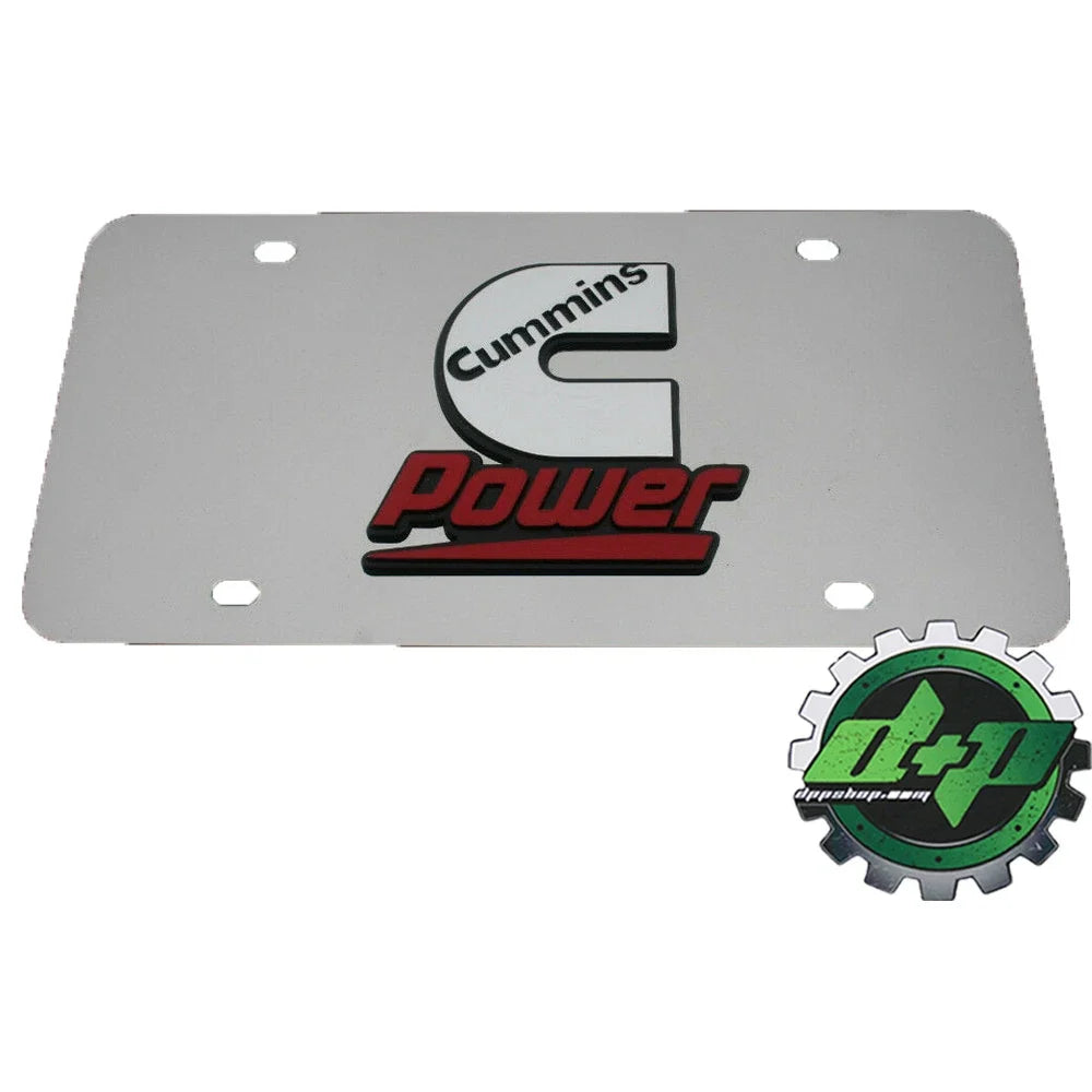 Cummins Power Stainless Steel License Plate Tag 3D Emblem Decal for