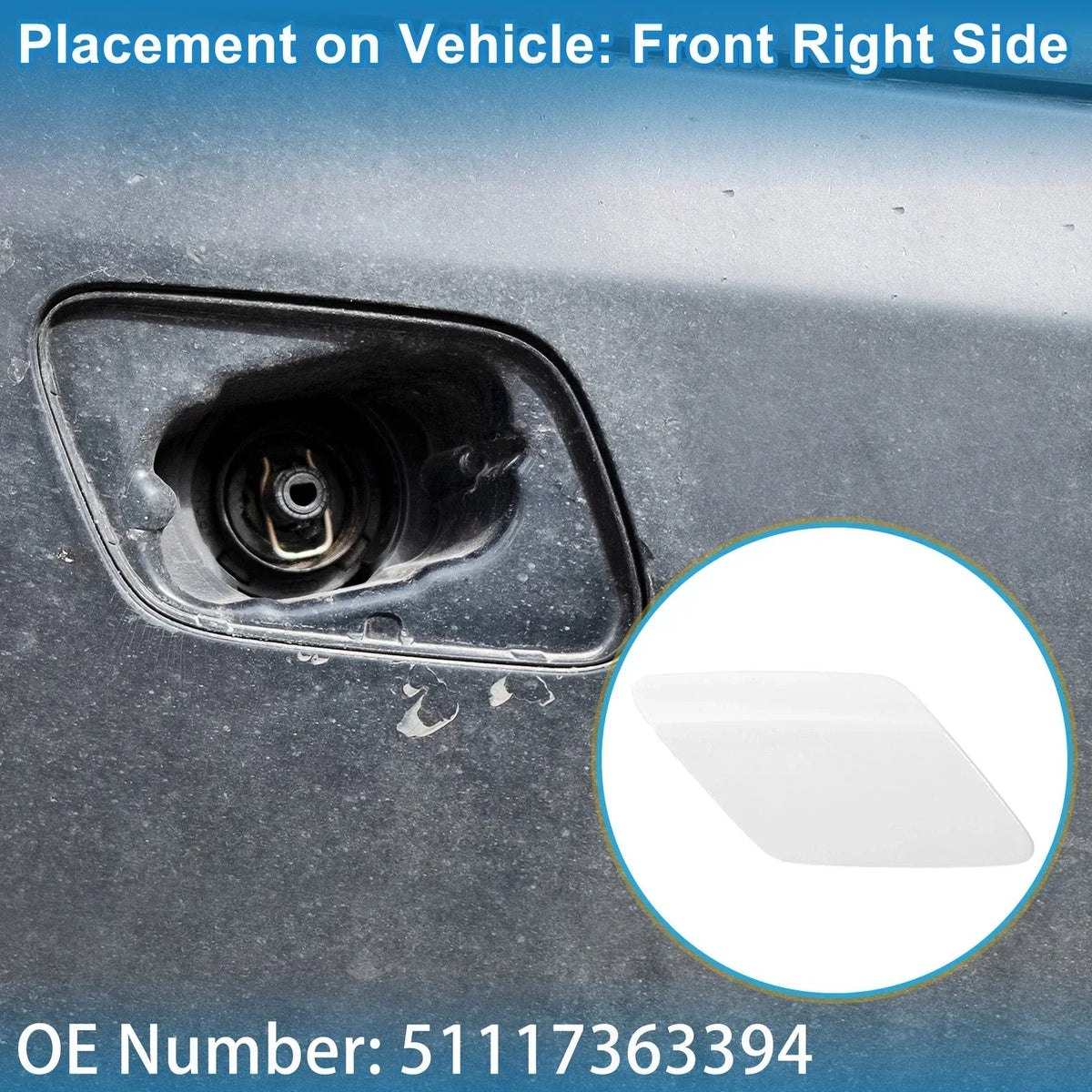 Front Right Cap for Washer Nozzle Cover - BMW 428i White 2014-2016