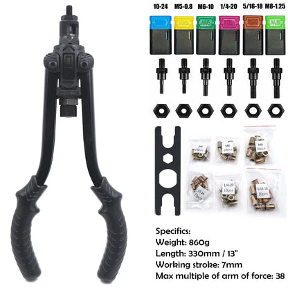 Hand Nut Riveter Kit (Thrust Type) - 330mm, 60pcs