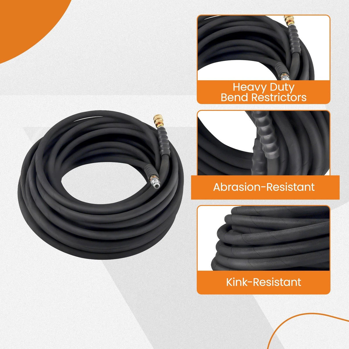 3/8" x 100ft 6000psi Pressure Washer Hose with Quick Connect