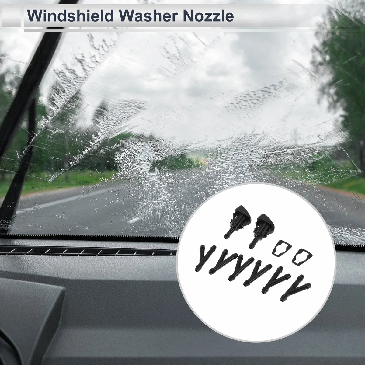 6 Hose Connectors and Windshield Washer Nozzle for Dodge