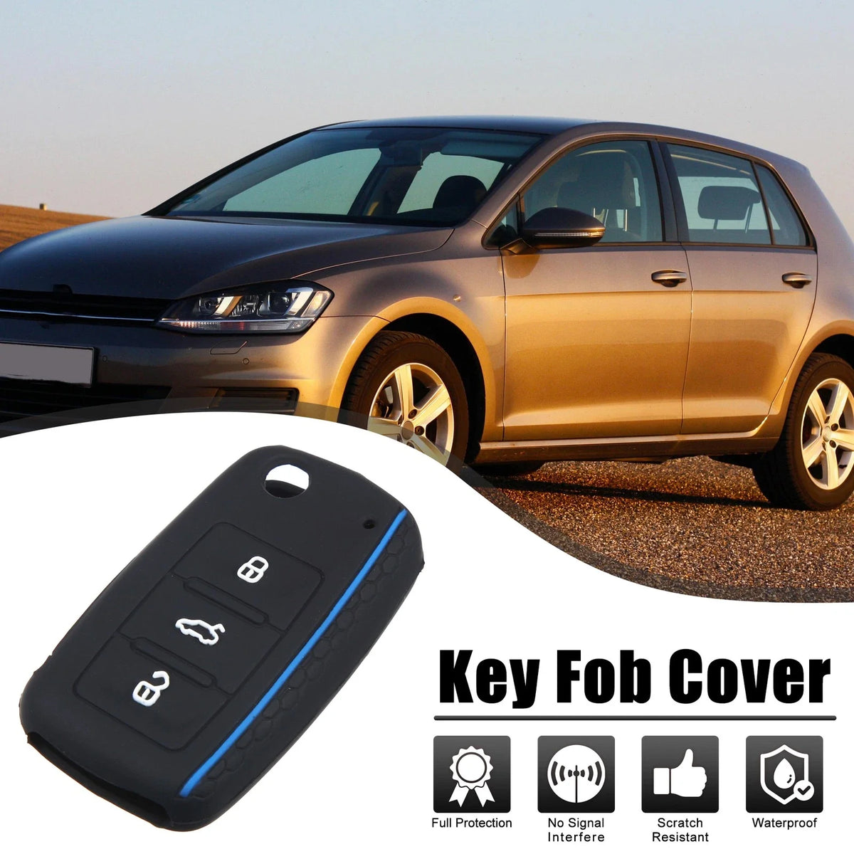 Black Silicone Key Fob Shell for Volkswagen Golf (1997–2006)