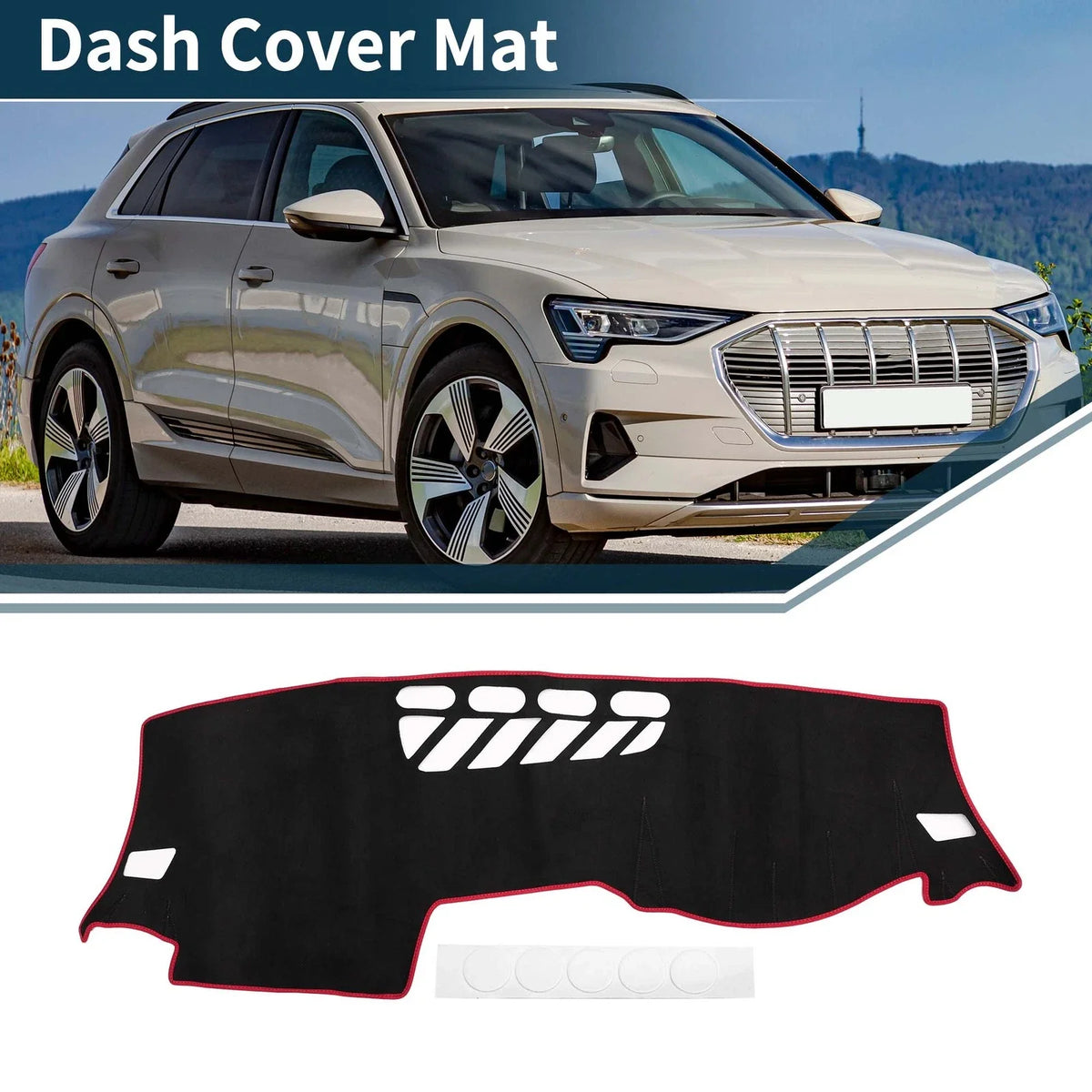 Dashboard Cover Mat for Audi Q2 (2016–2021) Sun Protector Pad Black Red