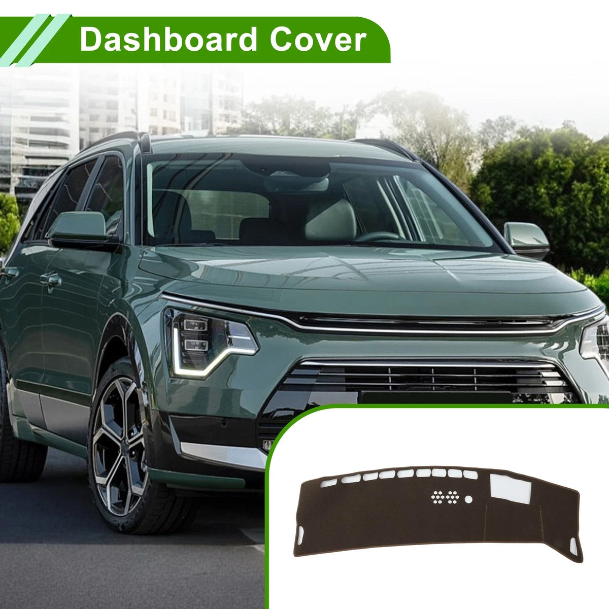 Dashboard Cover for Kia Niro (EV/PHEV/HEV) (2023–2025) HUD Polyester Brown