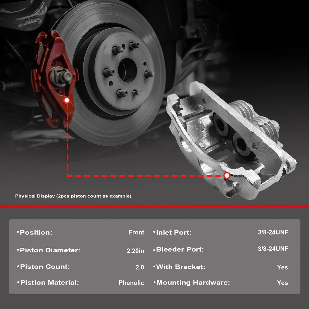 2X Front Disc Brake Calipers for Ford E-150 E-250 (2003–2007)
