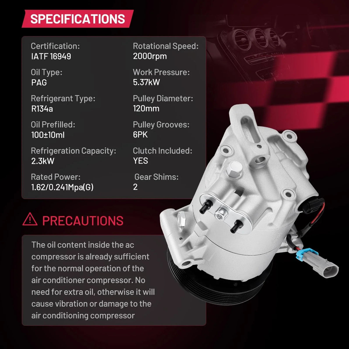 A/C Compressor for Buick LaCrosse Allure 2010 CO22157C
