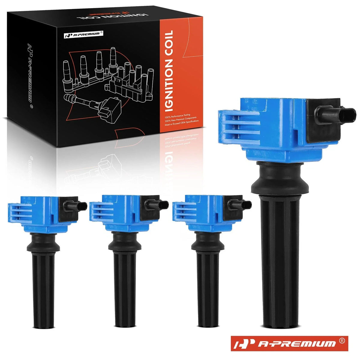 Set of 4 Blue Ignition Coils for Ford Explorer (2012–2019) Escape (2013–2019) Fusion
