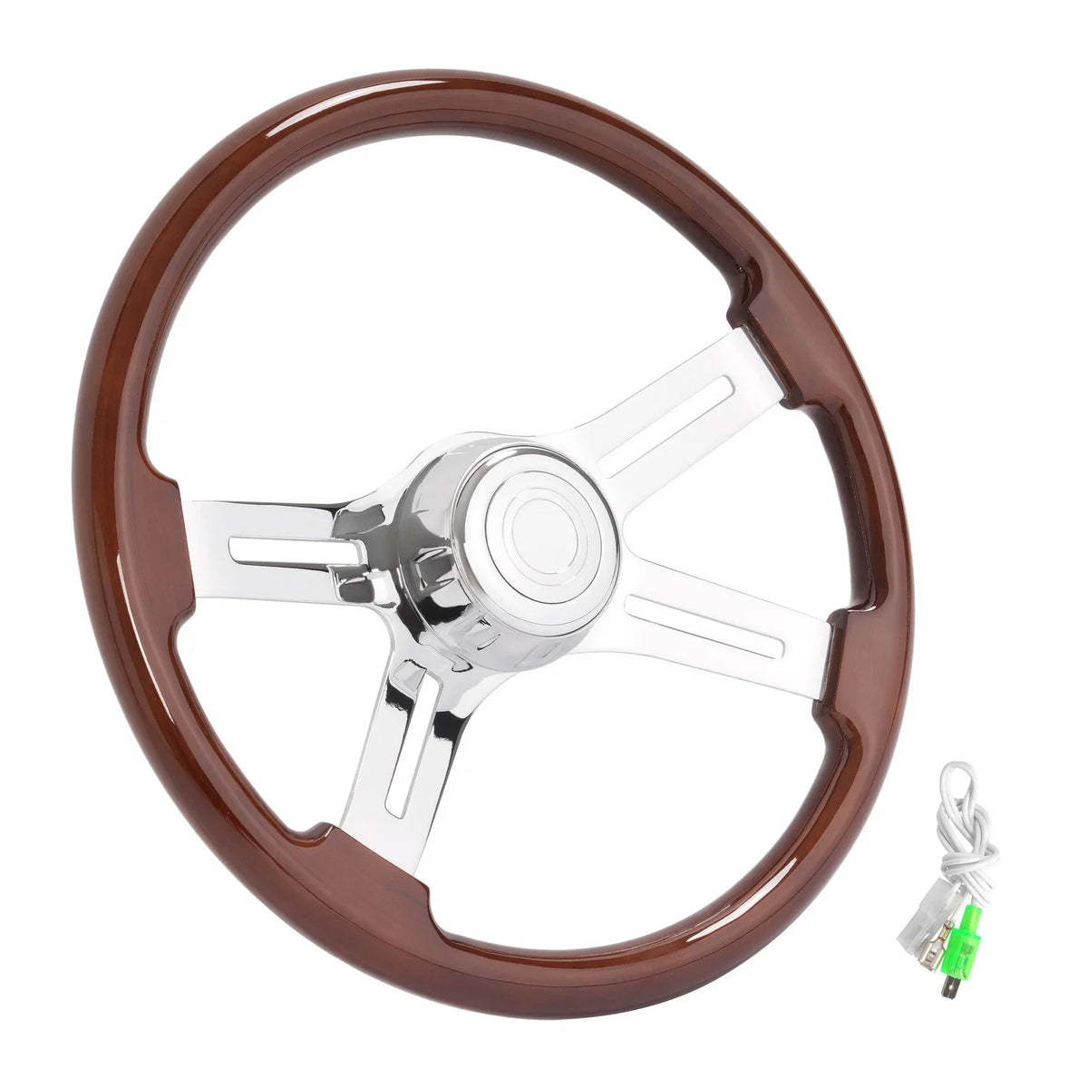18in Steering Wheel in Chrome Wood for Volvo Freightliner Kenworth Peterbilt
