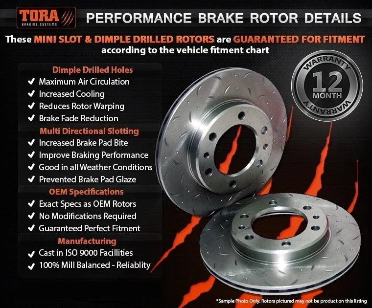Front Slotted Rotors with Brake Pads for Nissan Navara NP300 2015-2018