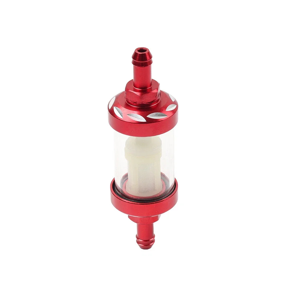 Inline 8MM 5/16 Motorcycle Gas Fuel Filter Universal (Red)