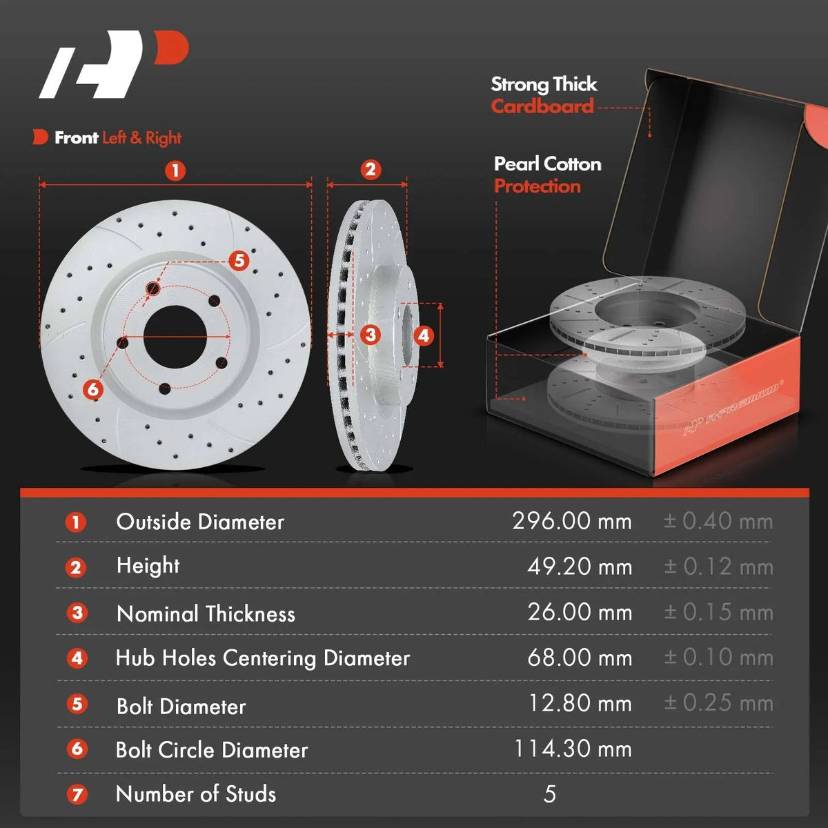 Drilled Brake Rotors with Ceramic Pads Set for Nissan Altima - 4 pcs