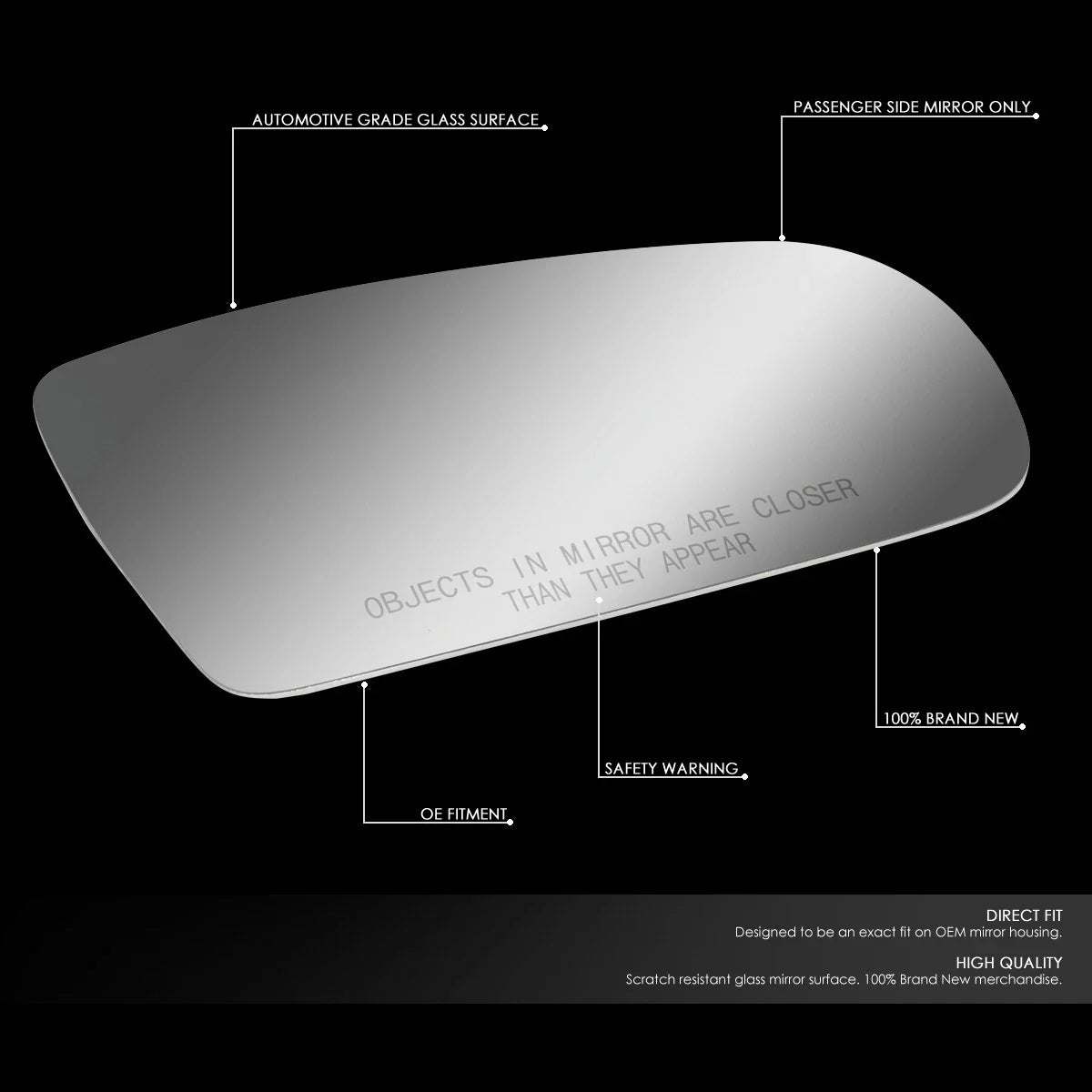 Right Side View Mirror Glass Replacement Lens for Cavalier/Sunfire (1996–2005)