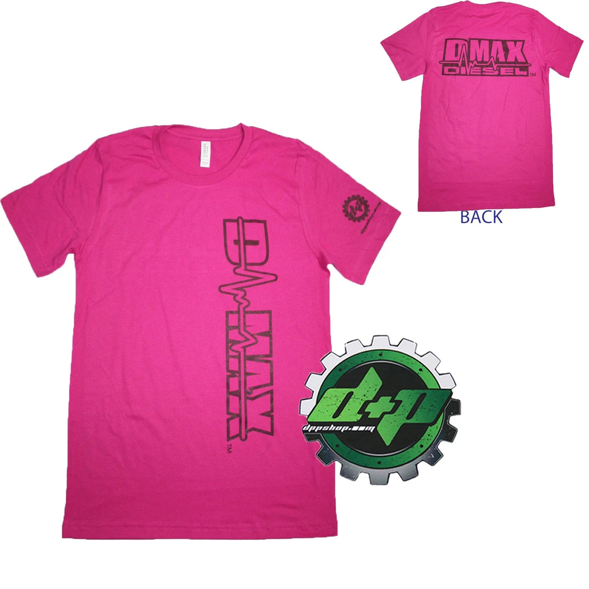 Dmax Tee Shirt for Chevy Duramax Diesel Truck (4X4, Small, Pink)
