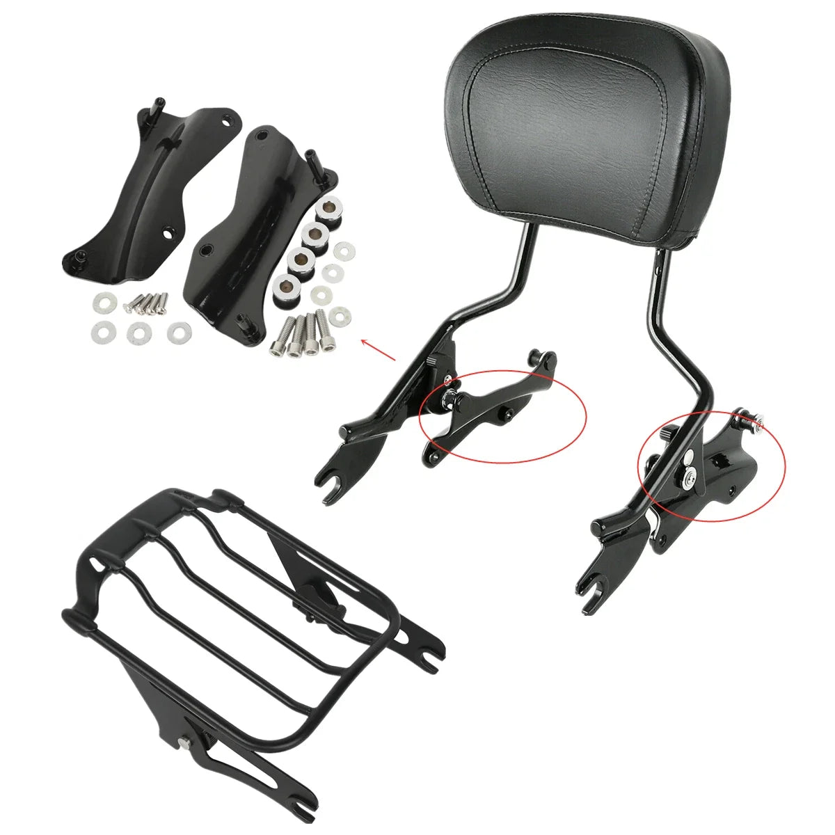 Backrest Sissy Bar with Luggage Rack for Harley Touring 2014-2023