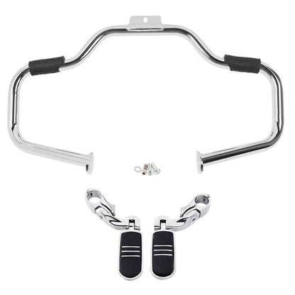 Chrome Mustache Engine Guard Footpegs for Harley Softail (2000–2017)
