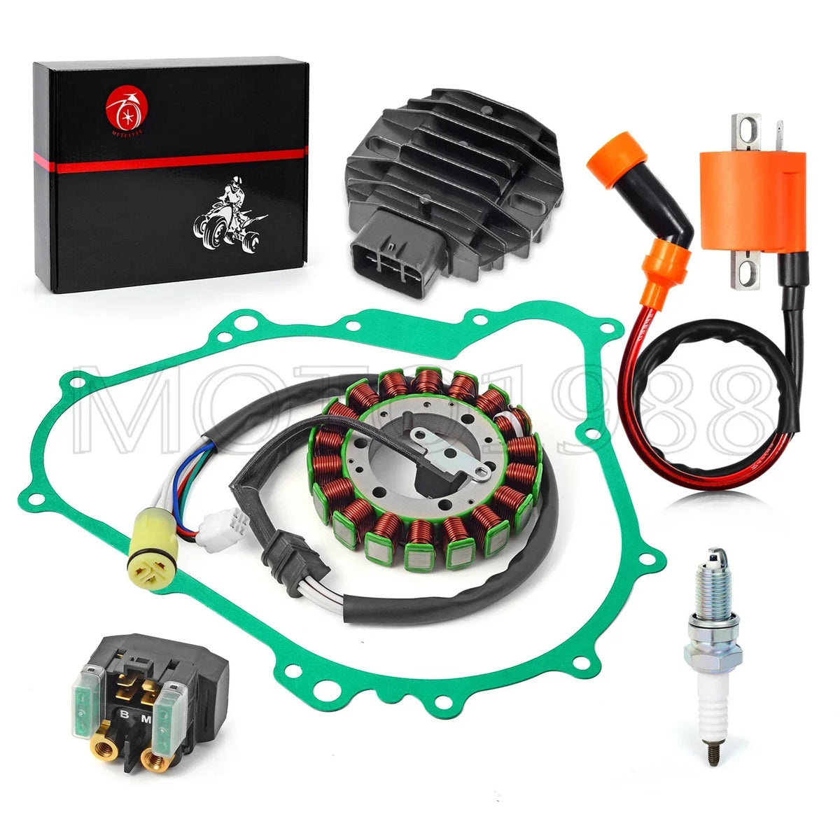 Gasket Kit with Stator & Rectifier Coil Relay for Yamaha Kodiak 2003-2006