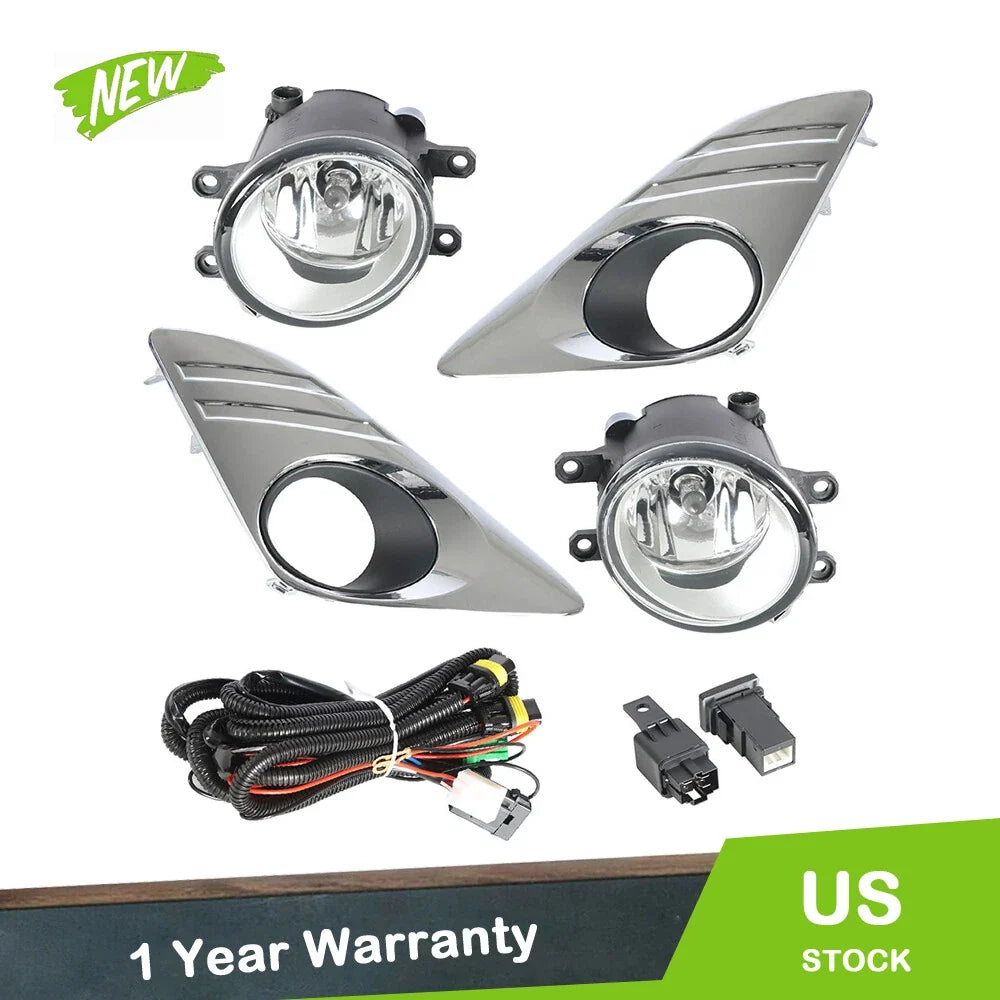 Pair of Fog Light Lamps with Frame Kit for 2012-2014 Toyota Camry L