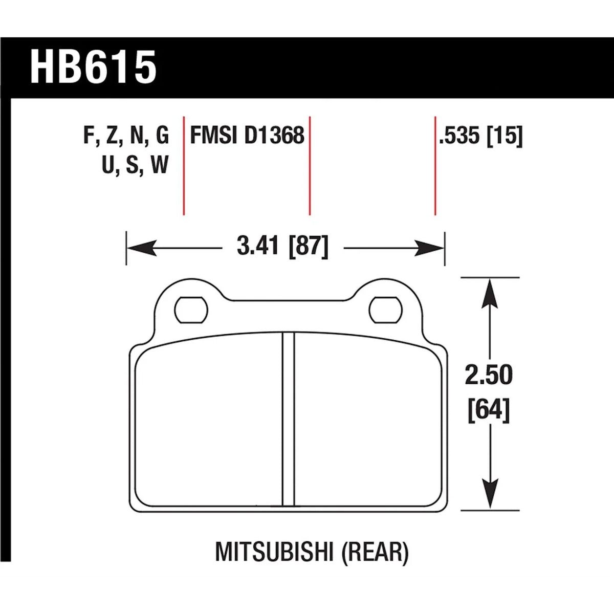 Rear Brake Pads Set of 2 for Lancer Mitsubishi 2008-2014