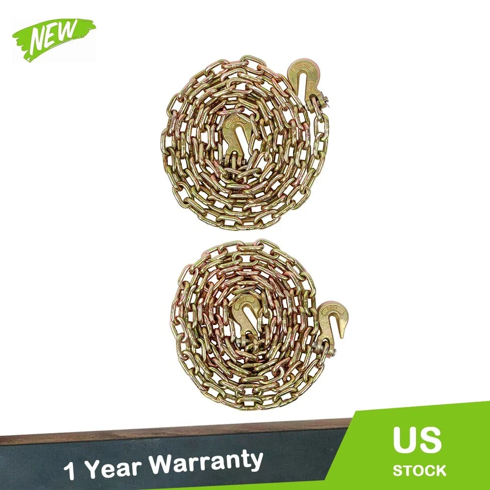 2X Heavy Duty Transport Chains for DIY Use (5/16in, 10.3ft, 4900lbs)