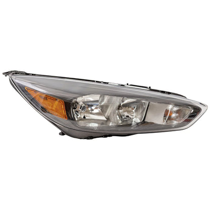 Passenger Side Headlight for Ford Focus (2015–2018) Halogen, Black
