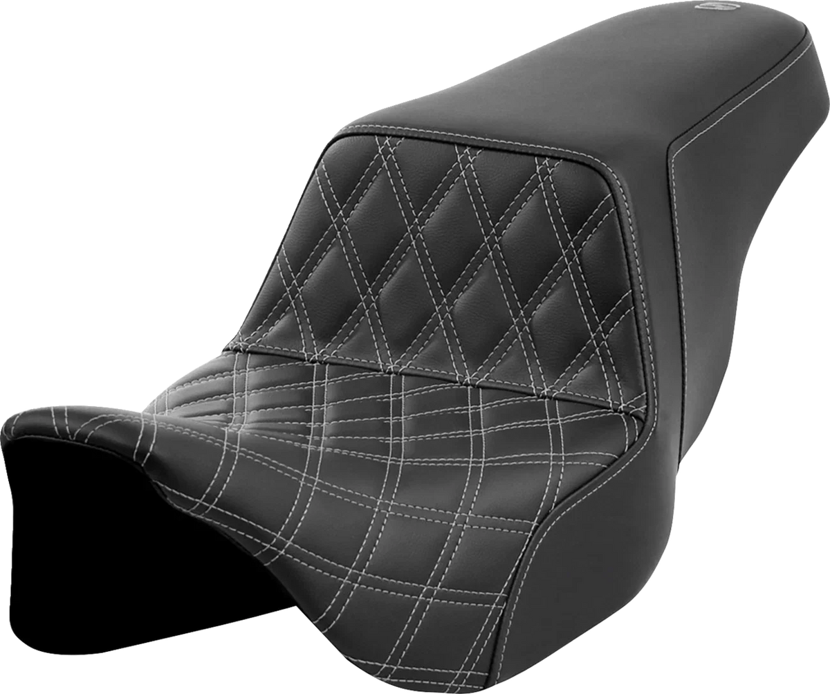 Dark Gray Stitch SADDLEMEN Step-Up Seat for Harley FLH/FLT 2014-2023