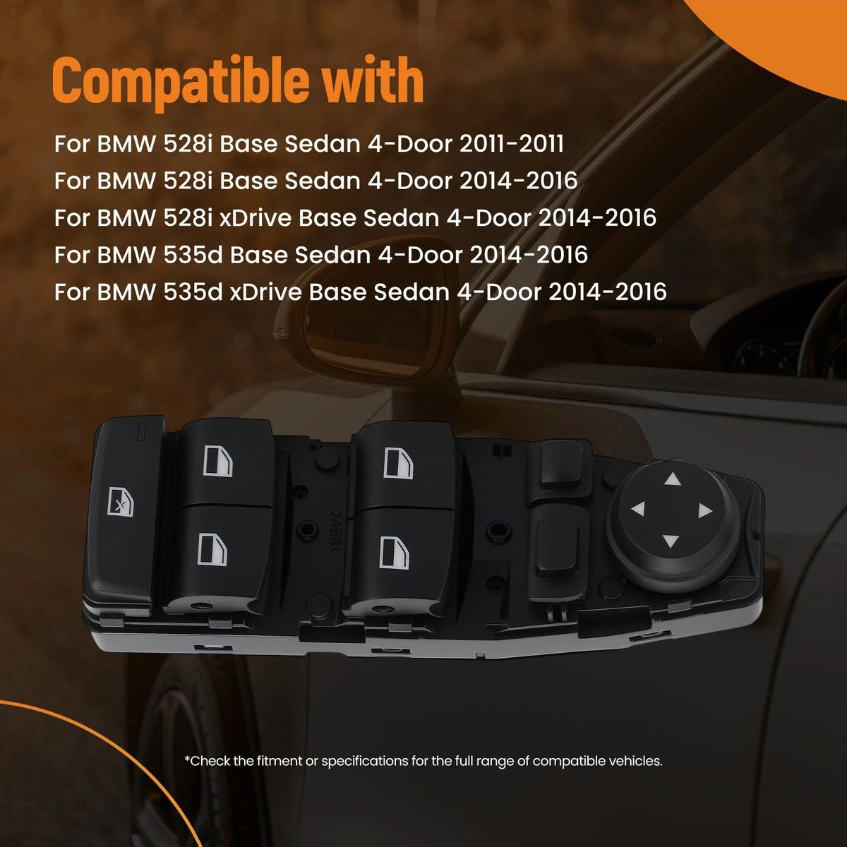 Front Left Power Window Switch for 640i 650i M5 M6 X3 BMW (2004-2017)