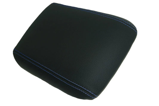 Leather Synthetic Console Armrest Cover for Ford Mustang (2005–2009) Blue Stitch