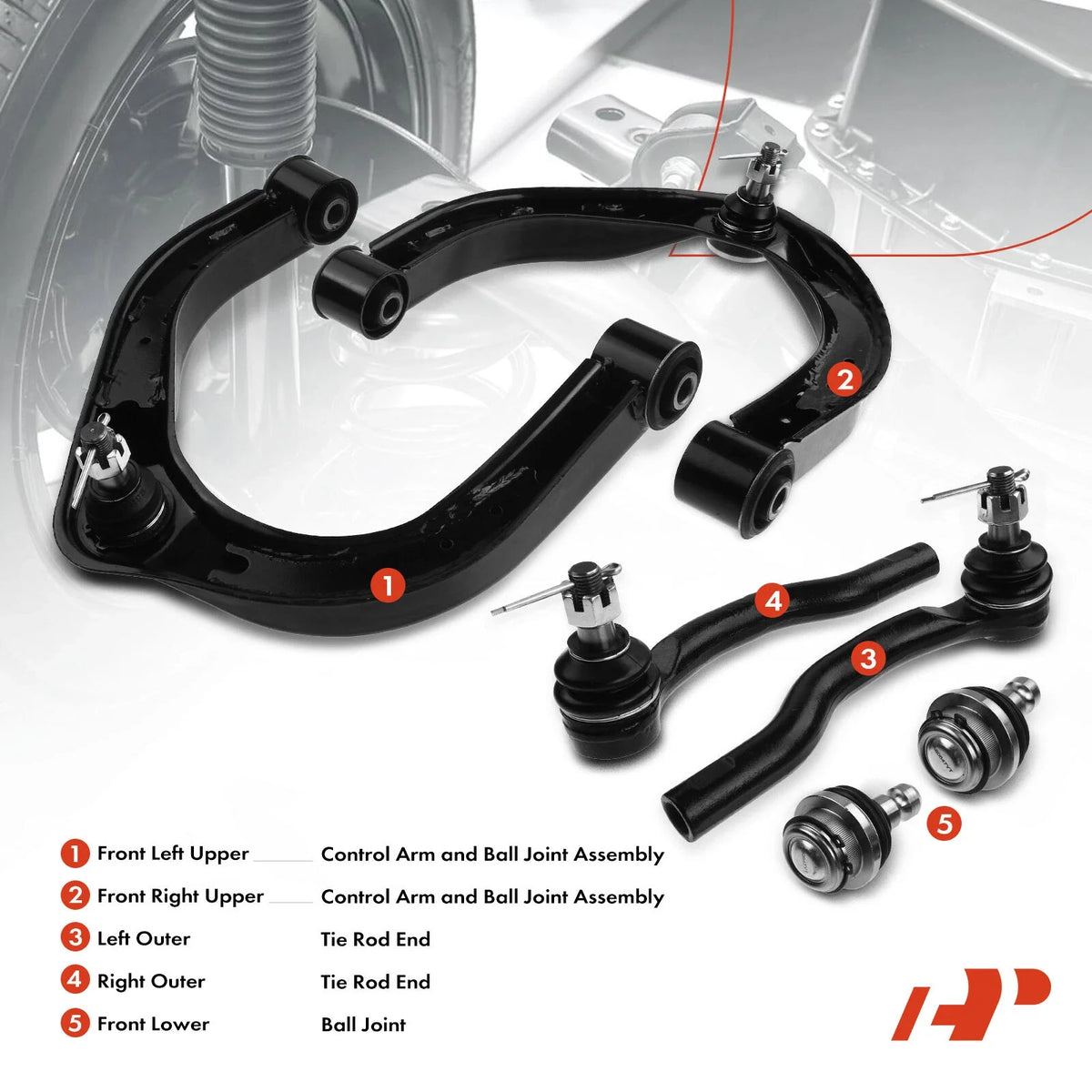 6X Front Control Arm & Ball Joint Tie Rod End for Nissan Titan Armada 2004-2023