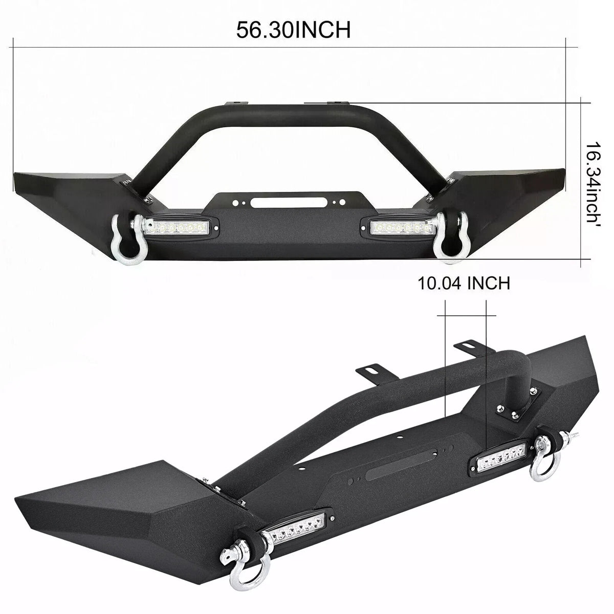 Front Bumper with Winch Plate & D-Rings for Jeep Wrangler (1987–2006)