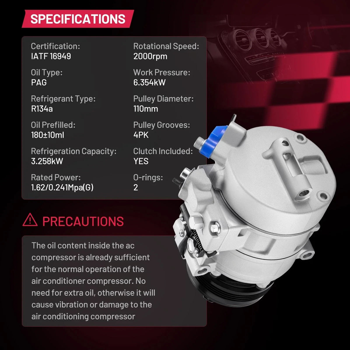 Air Conditioning Compressor for BMW X3 2004-2006, 325Ci, 330Ci