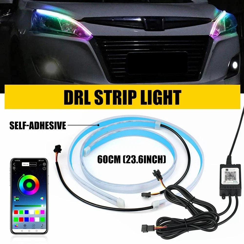 RGB Flexible LED 5050 DRL Running Lamp Strip 60CM - 2X (IP68)