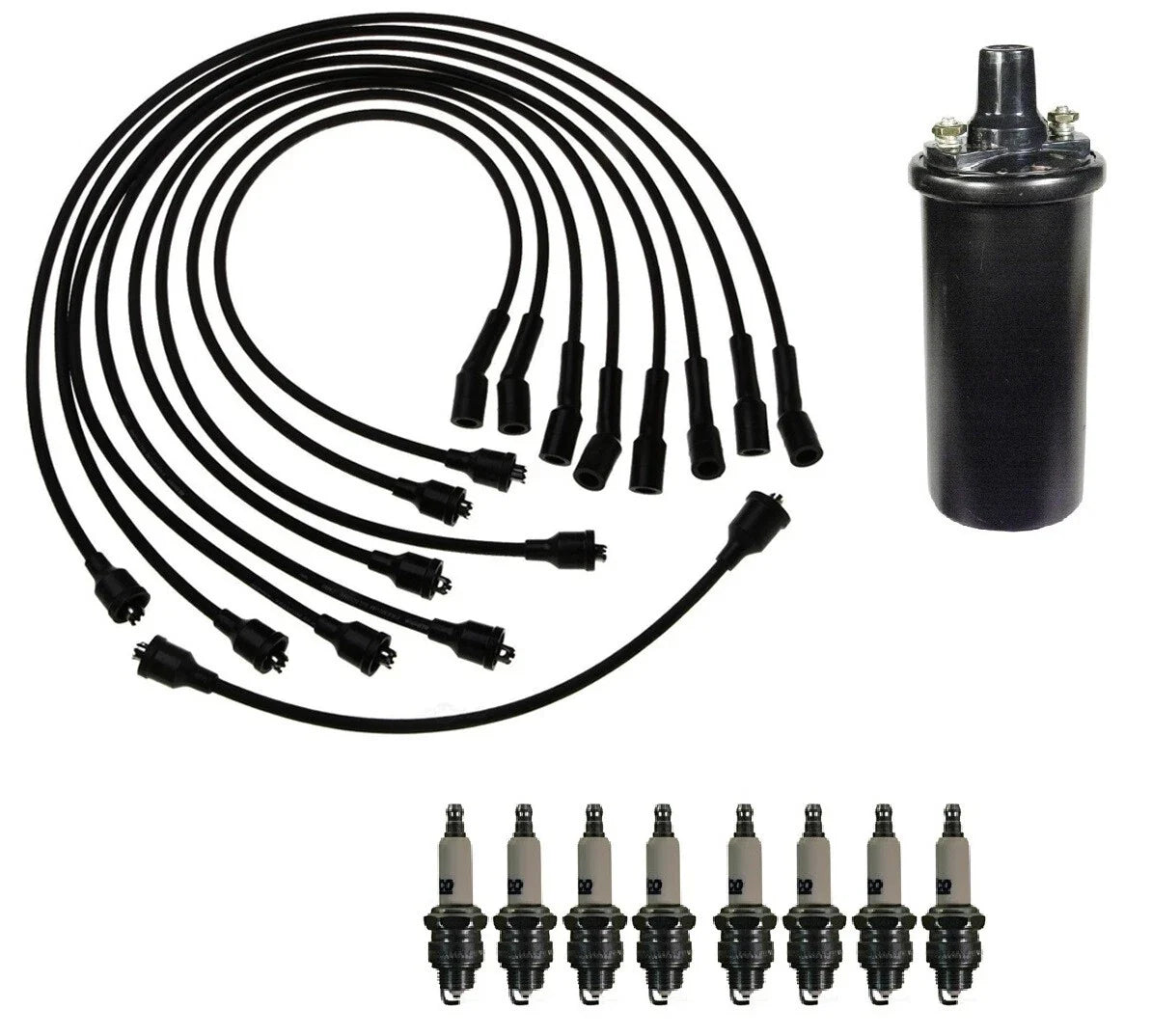 Ignition Wires & Spark Plugs Kit for Chevy Biscayne Caprice (1966–1975)