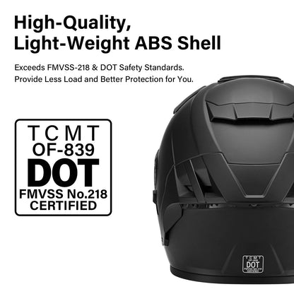 Motorcycle Open Face Helmet - Black, DOT 3/4, Dual Visor (Sizes S/M/L/XL)