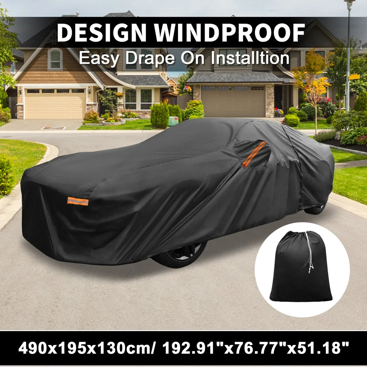 Waterproof Car Cover with Driver Door Zipper for Ford Mustang 