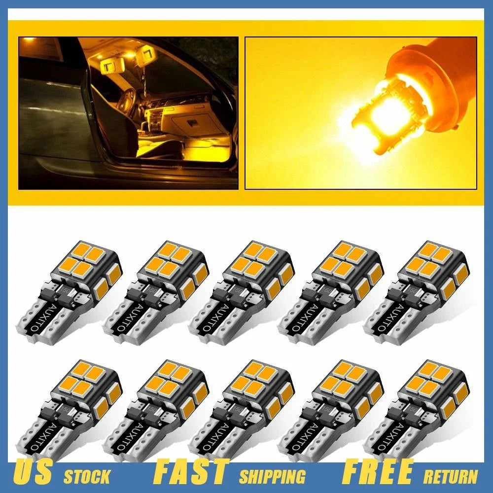 10X T10 LED Amber Bulb for Marker Dome Side License Map Plate Light