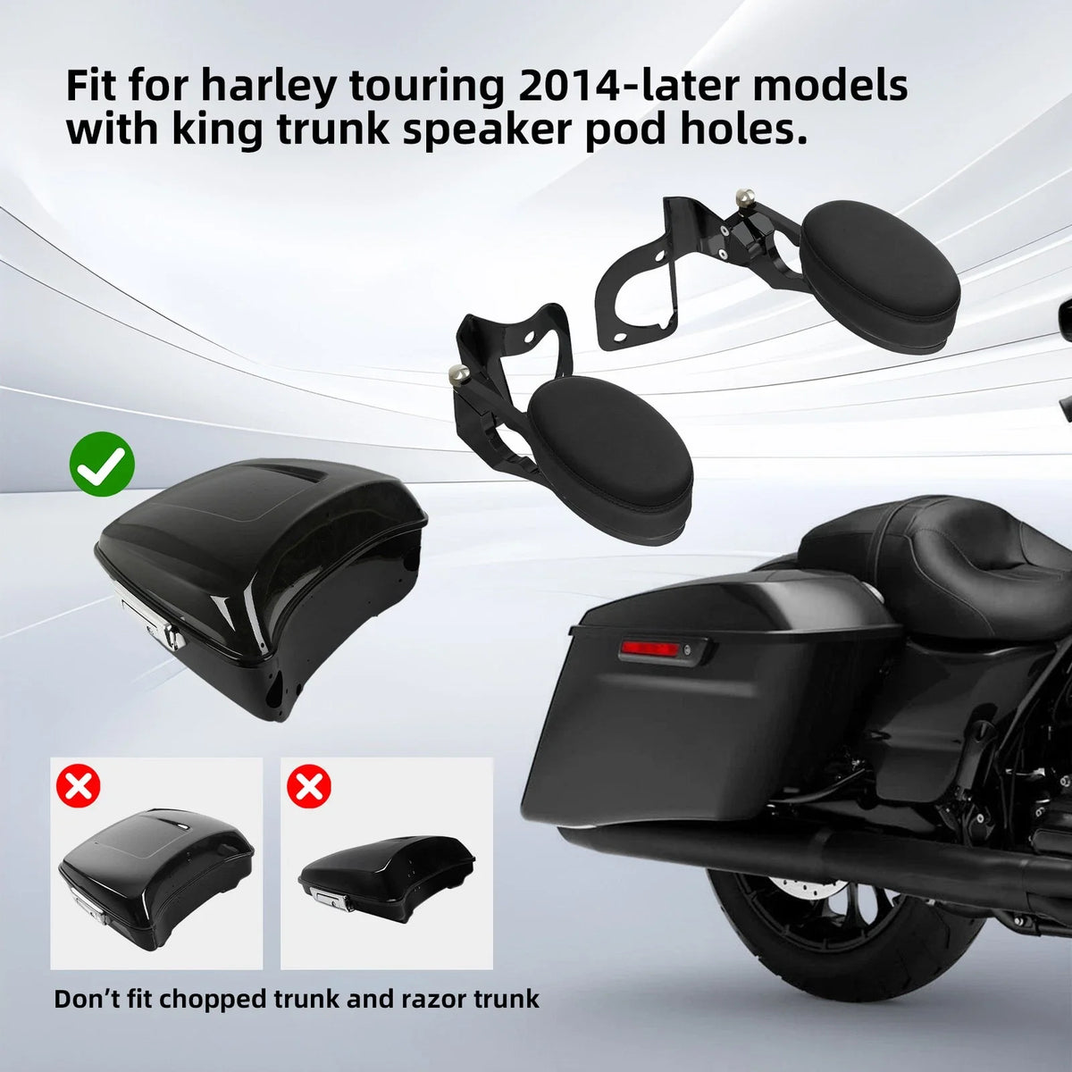 Adjustable Black Passenger Armrests for Harley Electra Street Glide (2014–Up)