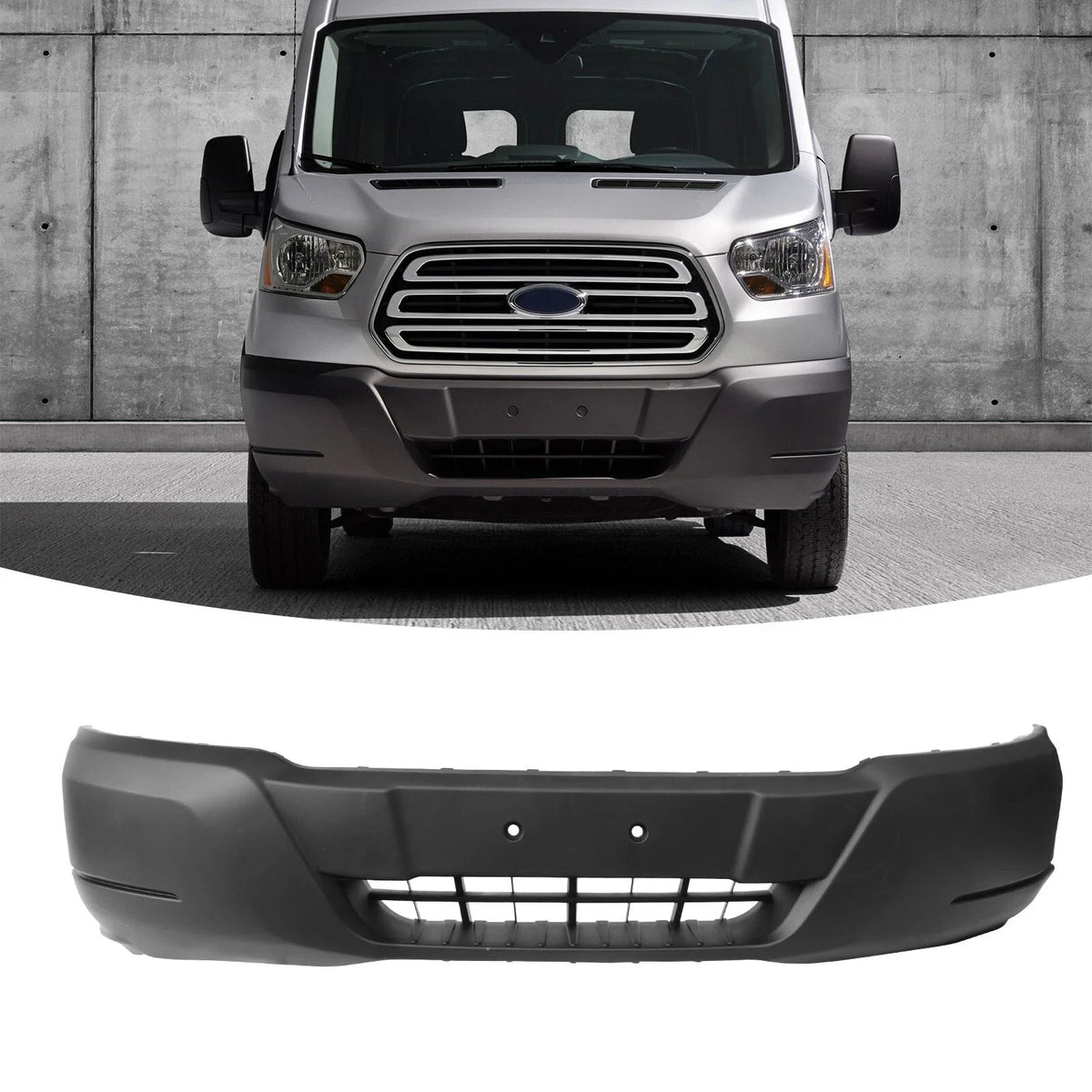 Front Bumper for Ford Transit (2015–2019) Black Plastic