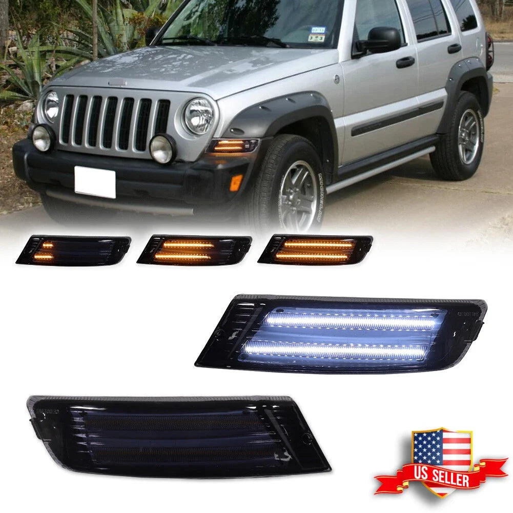 Smoke LED Front Bumper Signal Lights for Jeep Liberty (2005–2007)