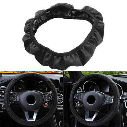 Microfiber Leather Steering Wheel Cover (15") - Black for Car SUV