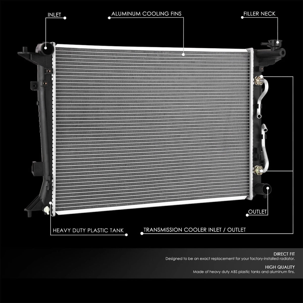 Cooling Radiator for Genesis Coupe 3.8L (2013–2016) 13467