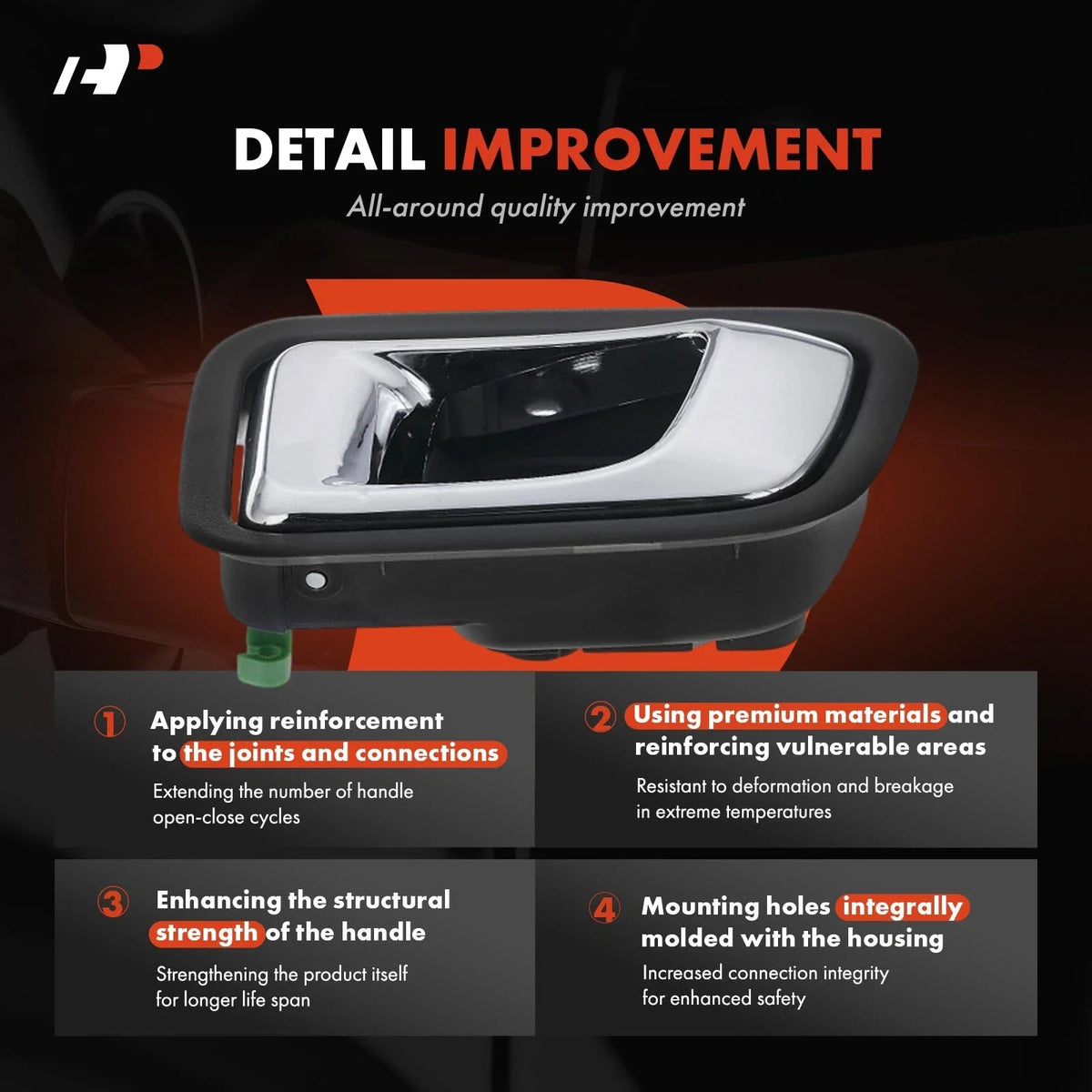 Interior Door Handle - Chrome - Rear Right for Honda Pilot 2003-2008