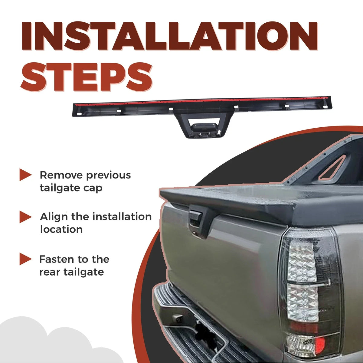 Spoiler Trim for Rear Tailgate Chevy Avalanche Cadillac Escalade 2007-2013