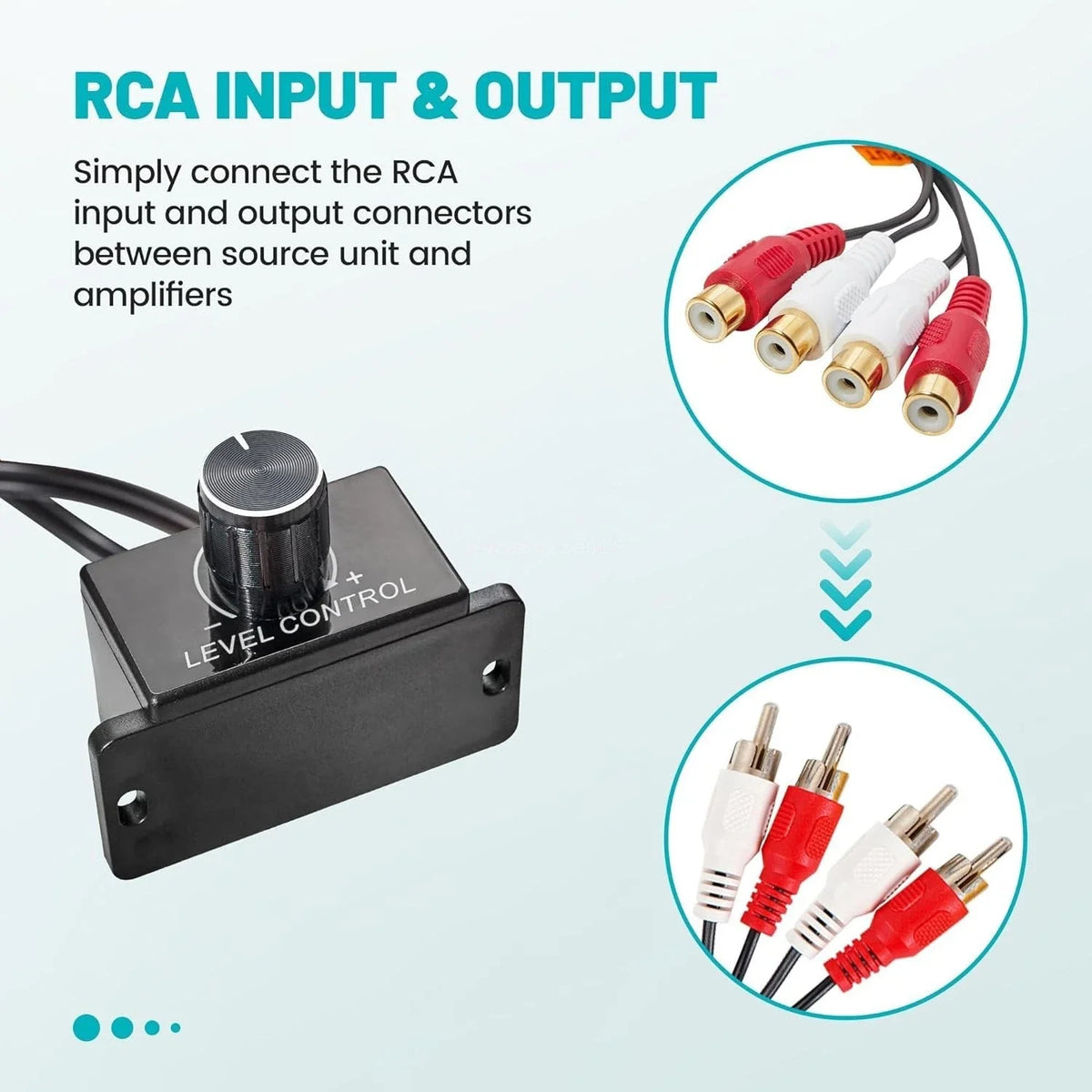 Remote Volume Control Rotary Knob RCA Level for Car Audio Amplifiers