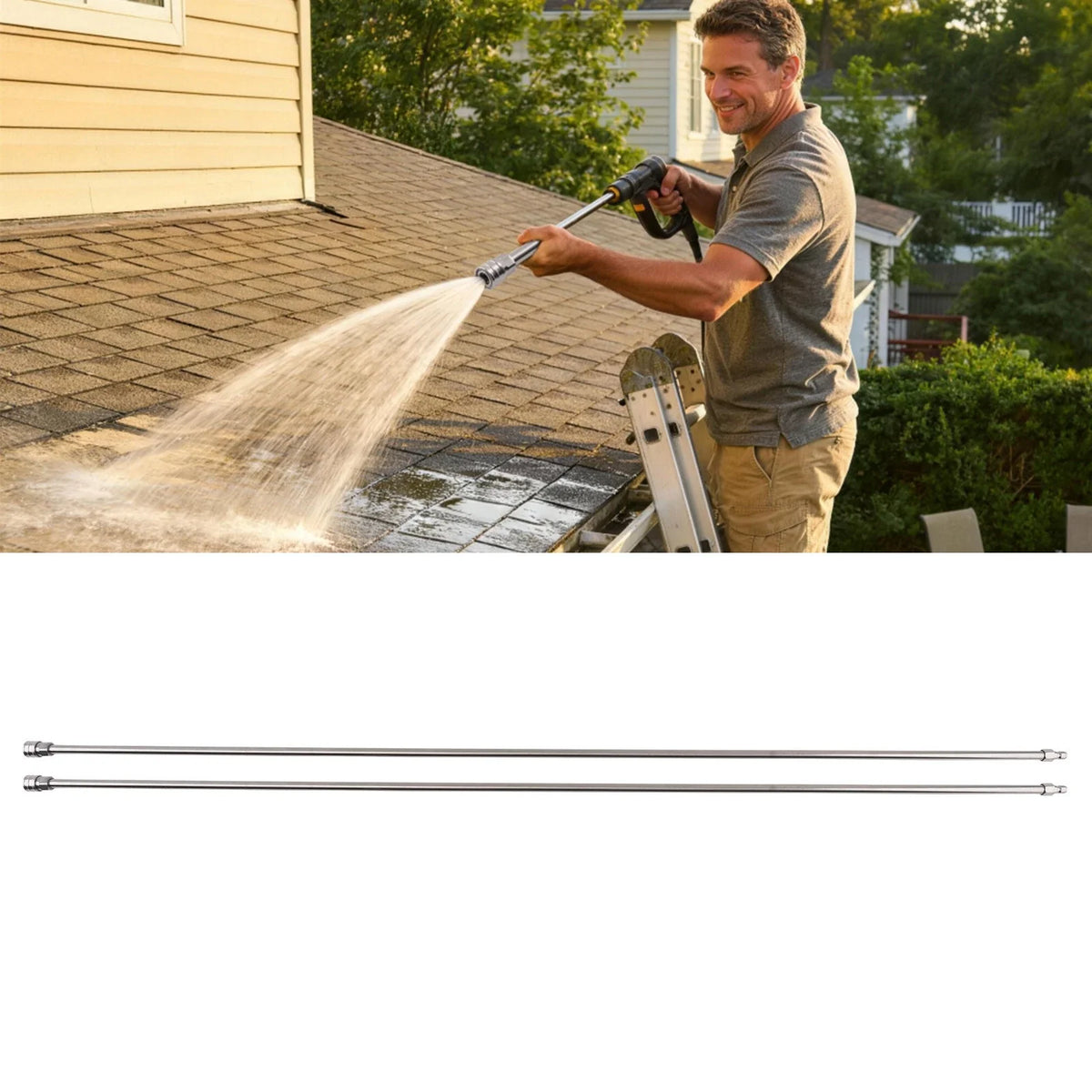 2PC Pressure Washer Extension Wand 60in for Quick Connect (10ft)
