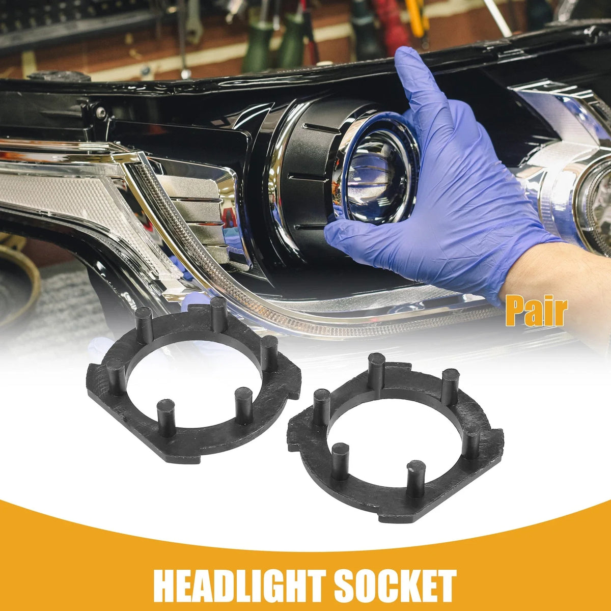 1 Pair LED Headlight Bulb Retainer Holder Socket for Mazda 3 (2004–2013)
