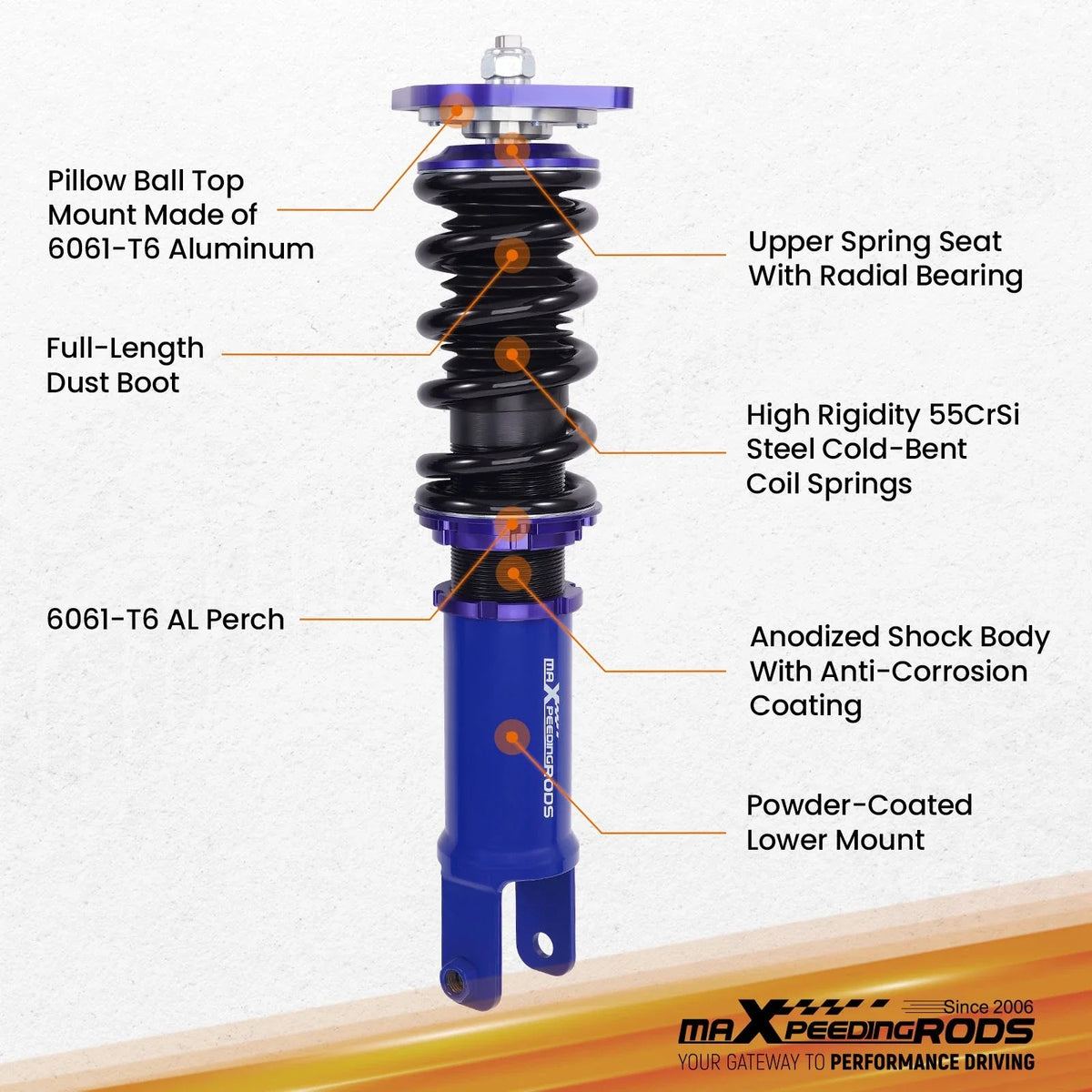 Adjustable Coilover Shocks for 350Z 2003-2008 & G35 2003-2007