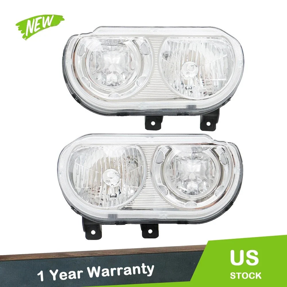 Set of 2 Clear Headlamps for Dodge Challenger (2008–2014)