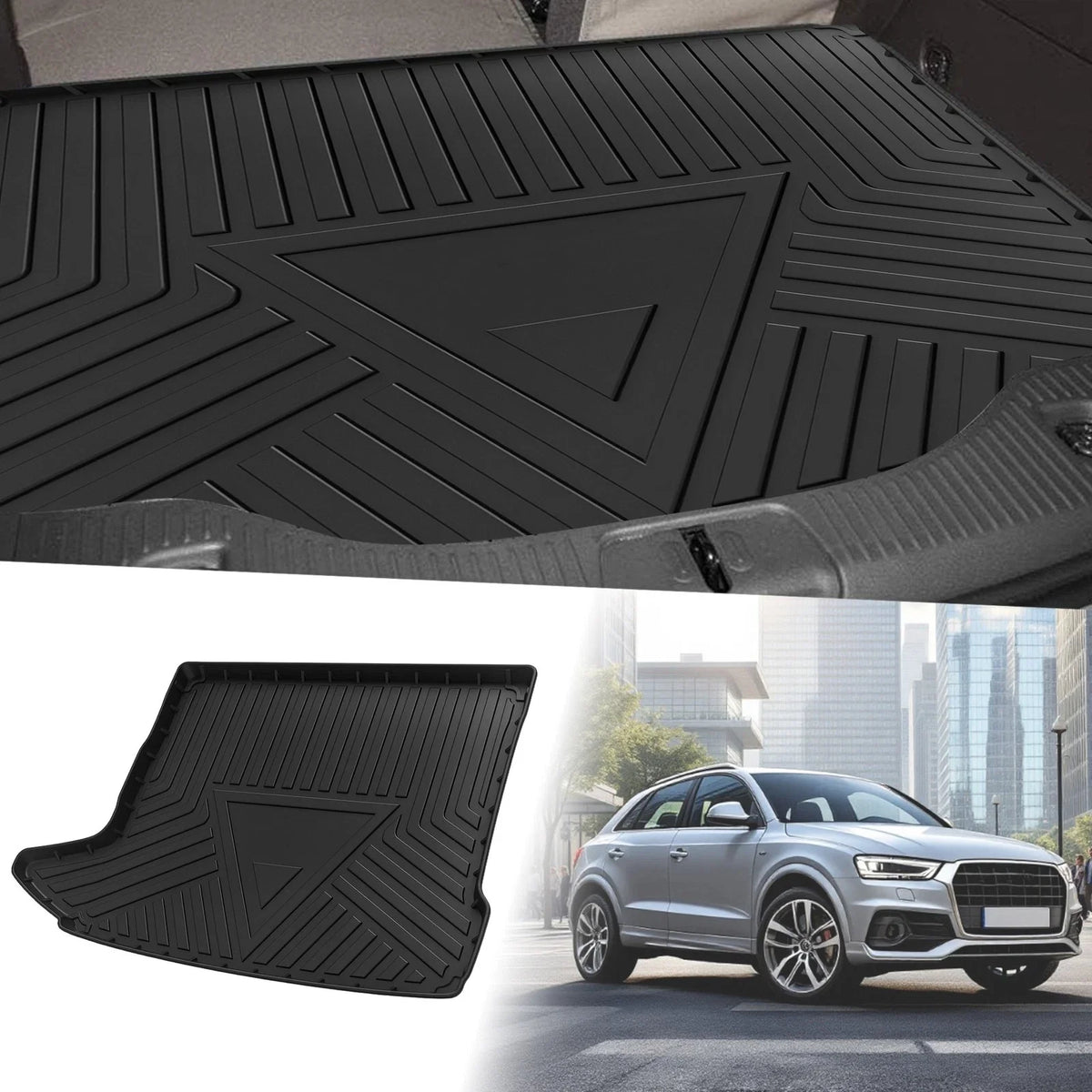 Flat Face Cargo Liner Rear Trunk Mat for Audi Q3 (2015–2018) TPE 1 Pc