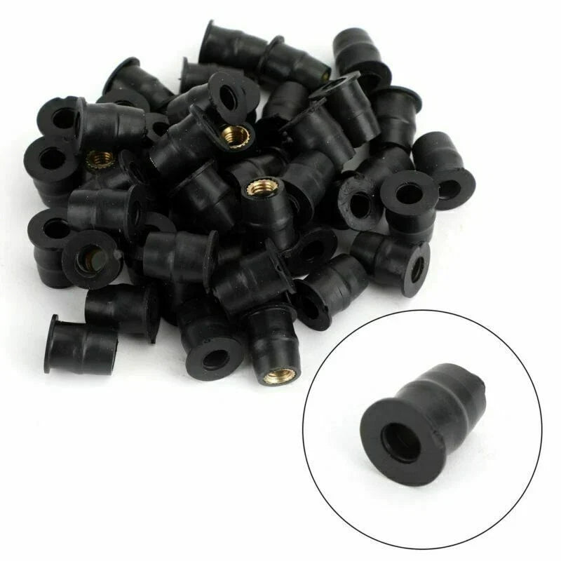 50x Rubber Well Nut 10-32 M5 for Windscreen & Fairing (3/8 Wellnuts)