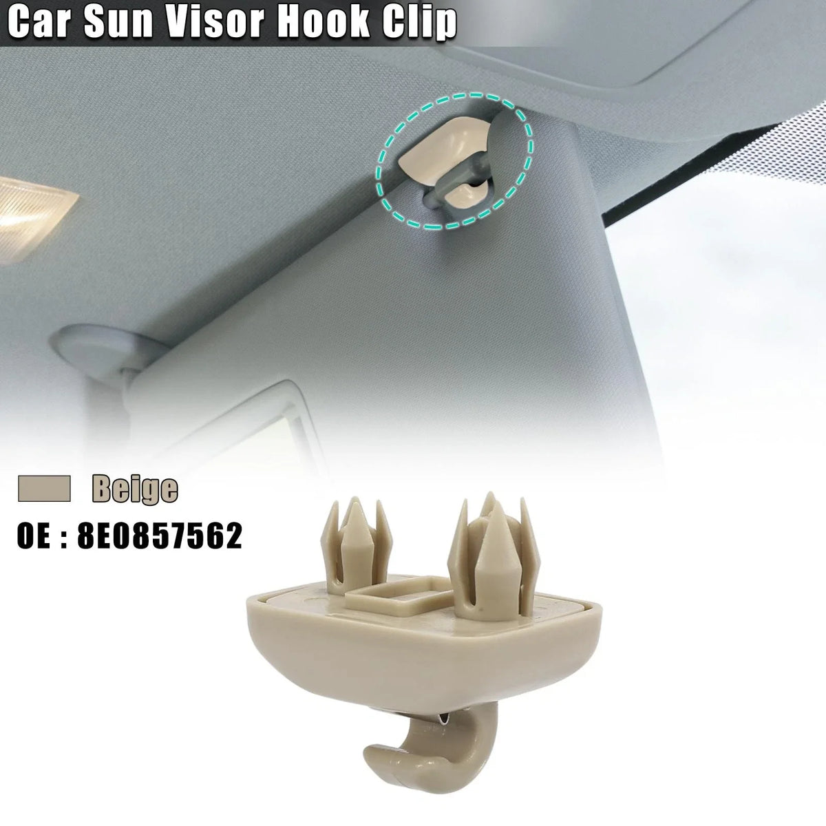 Set of 2 Sun Visor Hook Clips 8U0857562 for Audi S4 (2004–2015)